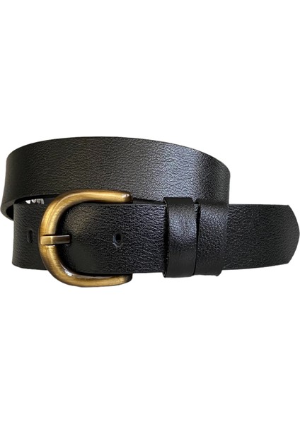 Deri, Efsane Gold Fırçalı Tokalı, Siyah Kadın Kot Kemeri 4 cm modelleri