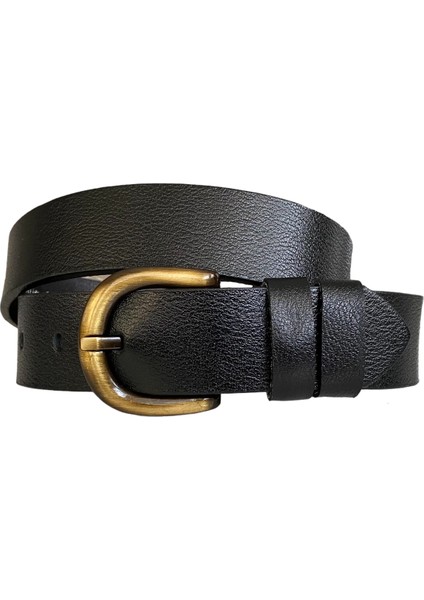 Deri, Efsane Gold Fırçalı Tokalı, Siyah Kadın Kot Kemeri 4 cm fırsatları