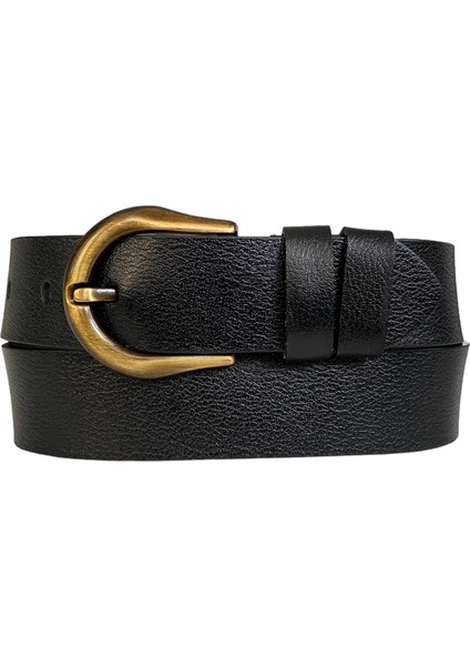 Deri, Efsane Gold Fırçalı Tokalı, Siyah Kadın Kot Kemeri 4 cm modelleri