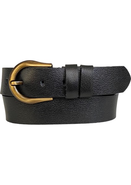 Deri, Efsane Gold Fırçalı Tokalı, Siyah Kadın Kot Kemeri 4 cm fırsatları