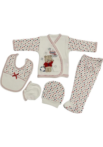 5li Hastane Çıkışı Yeni Doğan Zıbın Set Çantalı Ayı Kırmızı