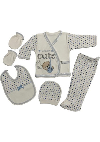 Bebe 5li Hastane Çıkış Yeni Doğan Zıbın Set Cute Mavi