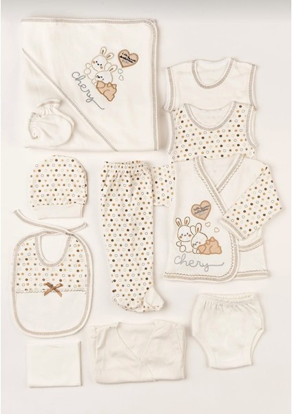 11 Parça Tavşan Nakışlı Hastane Çıkışı Yeni Doğan Zıbın Set