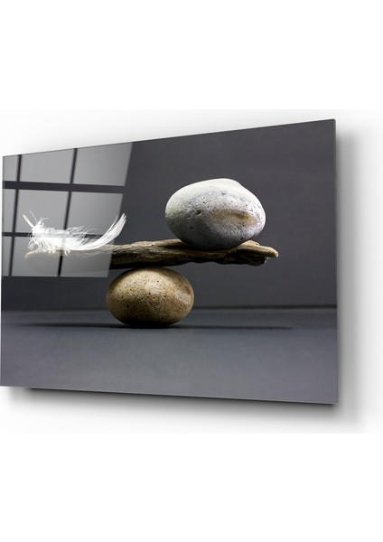 Taş ve Tüy Dengesi Dekoratif Cam Tablo fiyatları