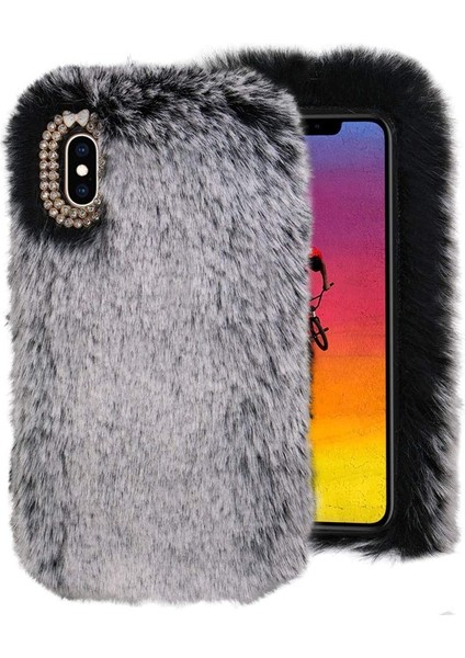 General Mobile Gm 22 Pro Uyumlu Kılıf Peluş Tüylü Swarovski Taşlı Pofuduk Silikon Kapak Tpu