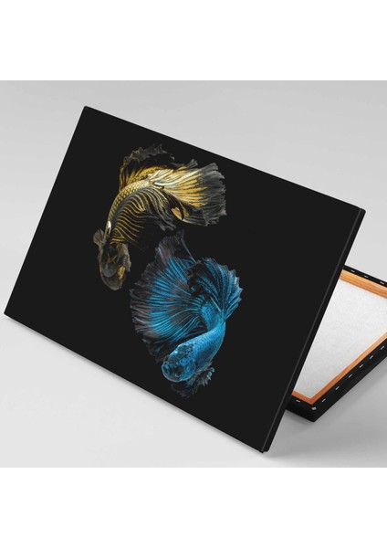 Beta Balığı Çifti Sarı ve Lacivert Fenerbahçe Sualtı Deniz Kanvas Tablo fiyatları