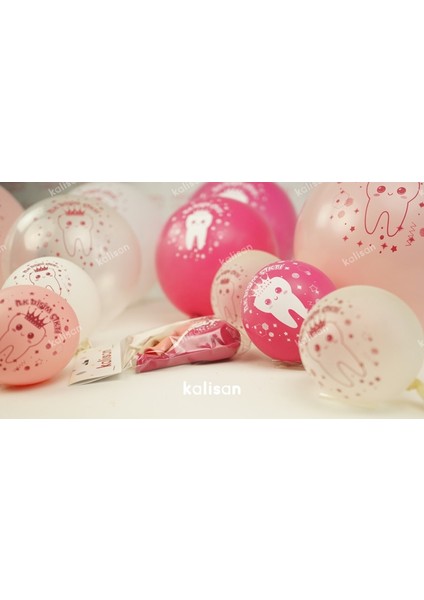 Ilk Dişim Çıktı Balon, 30CM x 8 Adet - Pembe