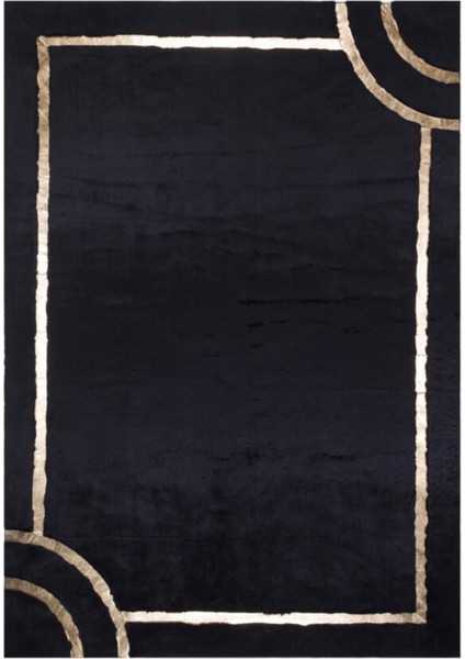 Siyah Gold Bordürlü Peluş Halı 80 x 150 cm fiyatları
