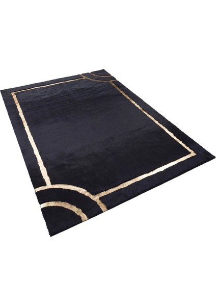 Siyah Gold Bordürlü Peluş Halı 80 x 150 cm fırsatları