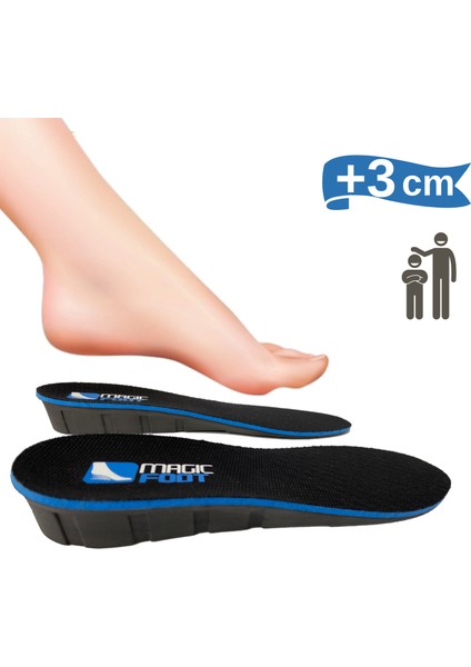 Magic Foot +3 cm Boy Uzatıcı Tabanlık Geliştirilmiş Tüm Ayakkabılarda Uyumlu Gizli Boy Yükseltici