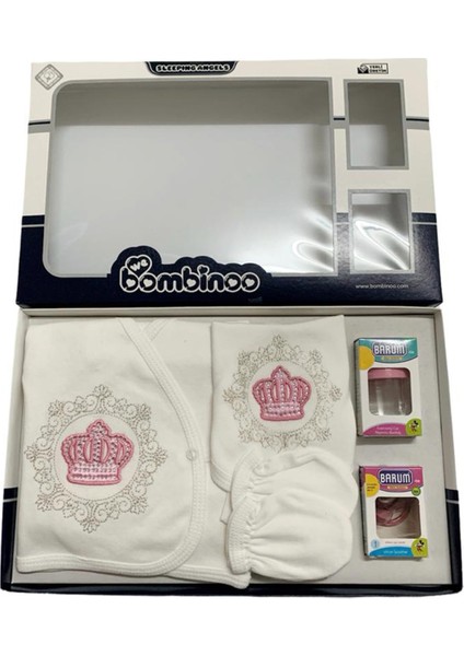Bebe Nakışlı Taşlı Emzik 7 Li Hastane Cıkışı Yeni Doğan Zıbın Set