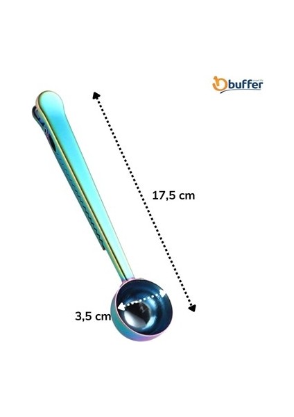 Buffer® Mandallı Kahve Ölçü Kaşığı Renkli Çok Fonksiyonlu Paslanmaz Çelik Kaşık