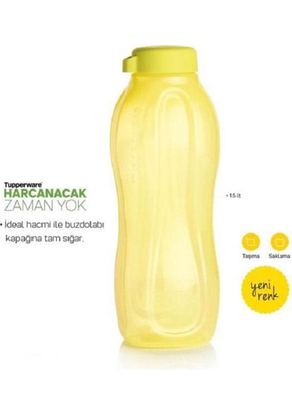 Eko Şişe 1.5 Litre Sarı Vidalı Kapak Matara Suluk