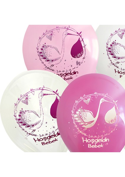 Hoşgeldin Bebek Balon, 30CM x 8 Adet - Pembe