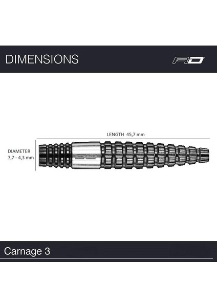 Carnage 3 % 90 Tungsten Çelik Uçlu Dart Oku