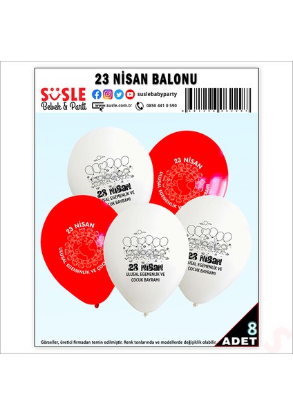 23 Nisan Baskılı 30CM Balon - 8 Adet