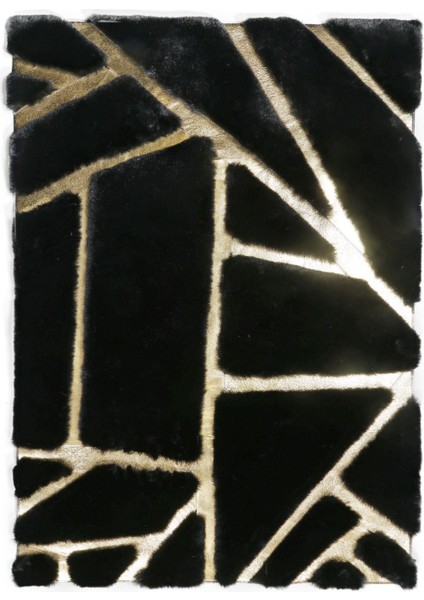 Gold Varaklı Siyah Peluş Halı 120 x 180 cm fiyatları