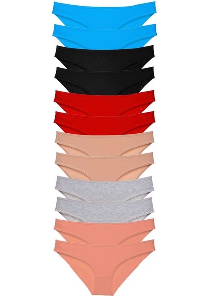 12 Adet Eko Set Likralı Kadın Slip Külot Çok Renkli 110