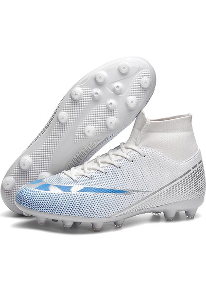 Yetişkin Profesyonel Fg Futbol Ayakkabıları Kaymaz Uzun Başak Futbol Kramponları Genç Çocuklar Yüksek Ayak Bileği Kramponları Çim Futbol Sneakers (Yurt Dışından)