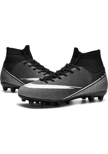 Yetişkin Profesyonel Fg Futbol Ayakkabıları Kaymaz Uzun Başak Futbol Kramponları Genç Çocuklar Yüksek Ayak Bileği Kramponları Çim Futbol Sneakers (Yurt Dışından)