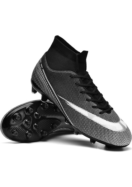 Yetişkin Profesyonel Fg Futbol Ayakkabıları Kaymaz Uzun Başak Futbol Kramponları Genç Çocuklar Yüksek Ayak Bileği Kramponları Çim Futbol Sneakers (Yurt Dışından)