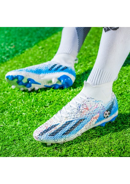 Açık Yetişkin Profesyonel Erkekler Futbol Ayakkabıları Uzun Sivri Fg Yüksek Ayak Bileği Çocuk Futbol Kramponları Kaymaz Eğitim Maç Sneakers (Yurt Dışından)