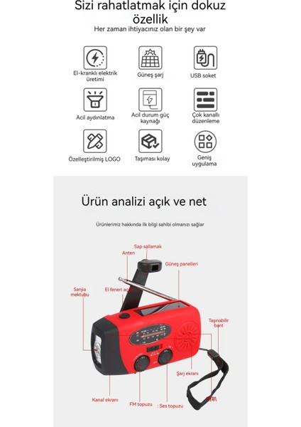 Çok Fonksiyonlu Güneş Radyo Usb / El Krank Güç Fonksiyonu / Wb Cep Telefonu Acil Şarj (Yurt Dışından)