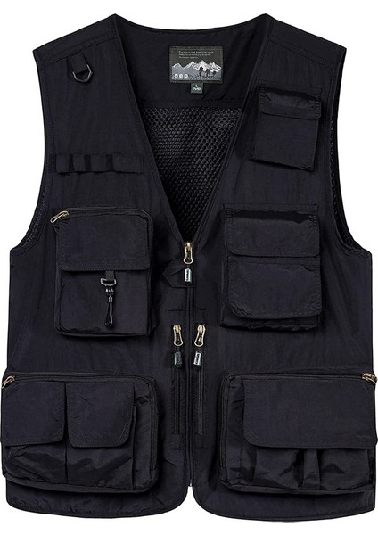 Çok Cepli Kolsuz Yelek (Siyah M) (Yurt Dışından)