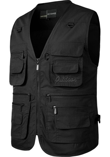 Erkek Çok Cepli Spor Ceket Yelek (Siyah ) (Yurt Dışından)