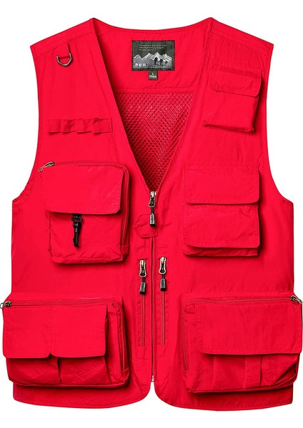 Çok Cepli Kolsuz Yelek (Kırmızı 7) (Yurt Dışından)