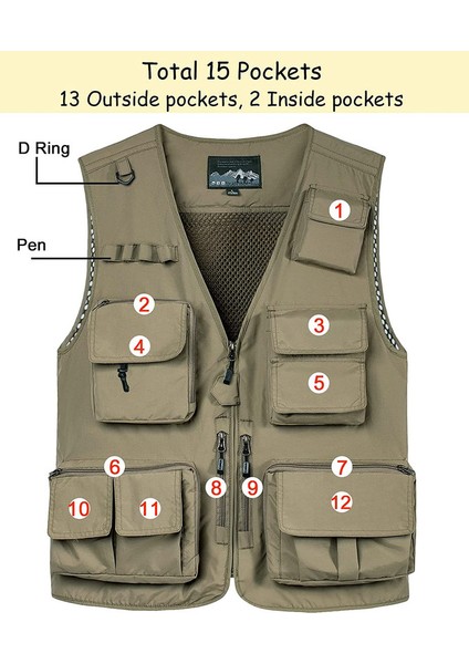 Çok Cepli Kolsuz Yelek (Haki 6) (Yurt Dışından) fiyatları