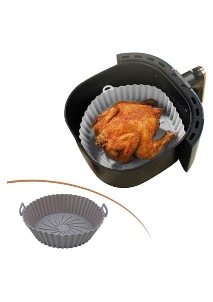 Renkli Isıya Dayanıklı Yıkanılabilir Silikon Fırın ve Airfryer Yuvarlak Pişirme Matı 20 cm