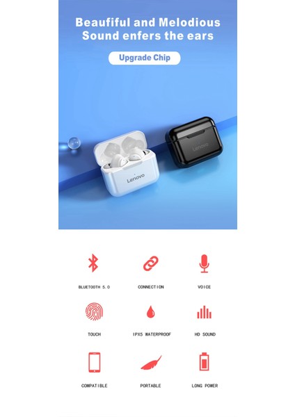 Shenzhen Xin Xin QT82 Kablosuz Dokunmatik Kontrol Bluetooth Kulaklık - Beyaz (Yurt Dışından)