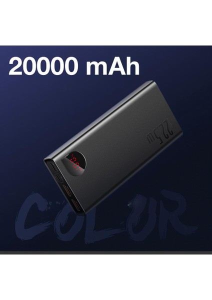 22.5W 20000MAH Ultra Hızlı Taşınabilir Powerbank, Dijital LED Göstergeli,metal Kasa Powerbank