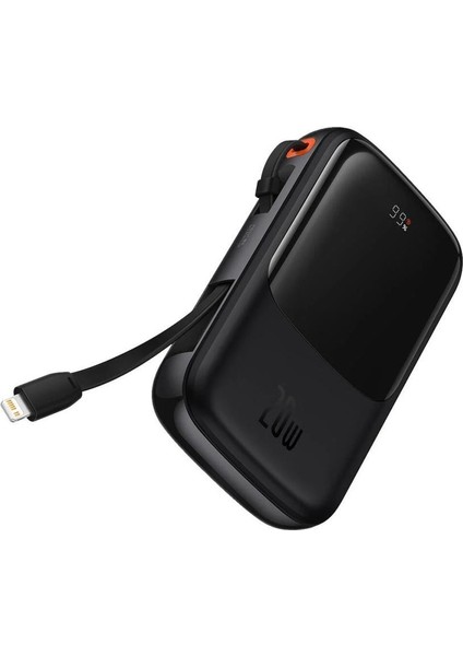20W 10000MAH Apple iPhone Lightning Şarj Kablolu Dijital Ekranlı Powerbank, Akım ve Isı Korumalı