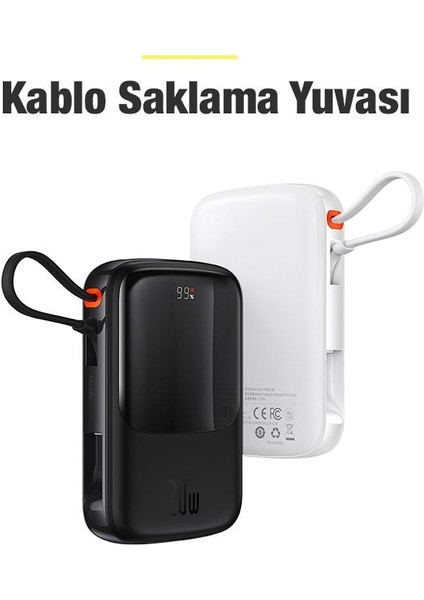20W 10000MAH Apple iPhone Lightning Şarj Kablolu Dijital Ekranlı Powerbank, Akım ve Isı Korumalı indirimleri