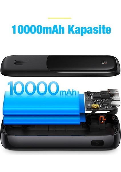 20W 10000MAH Apple iPhone 13, 13 Pro, 13 Pro Max Lightning Şarj Kablolu Dijital Ekranlı Powerbank