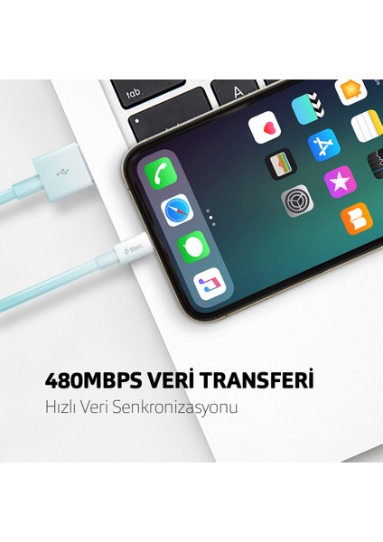 30CM Usb-A - iPhone Lightning Şarj Kablosu.-Beyaz modelleri