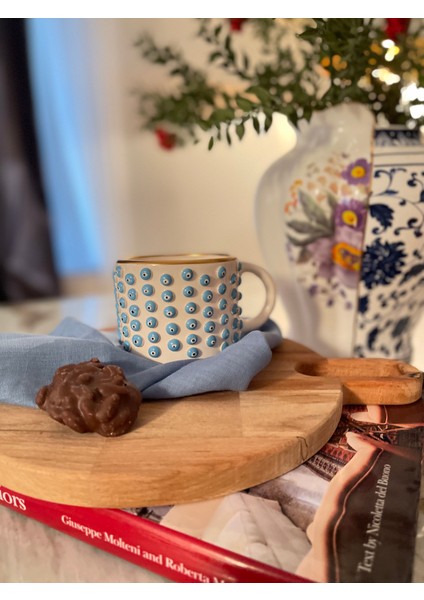 Nazar Boncuklu El Yapımı Kahve Bardak Kupa