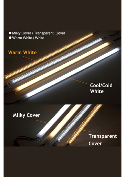 220 Volt 4014 Çubuk Led 1M Kasalı Dim Edilebilir Bar Led Gün Işığı-Opak Cam
