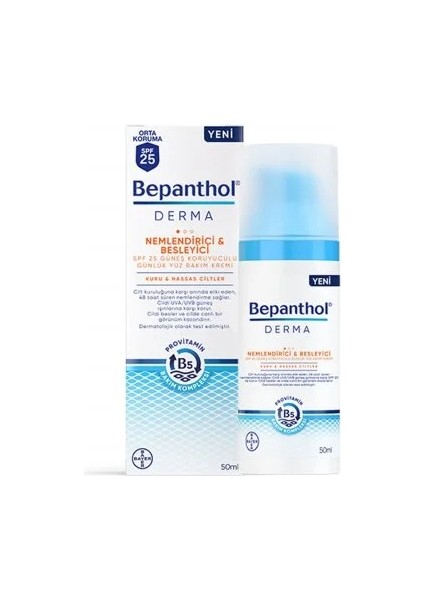 Derma Nemlendirici ve Besleyici Güneş Koruyuculu Yüz Kremi SPF25 50 ml