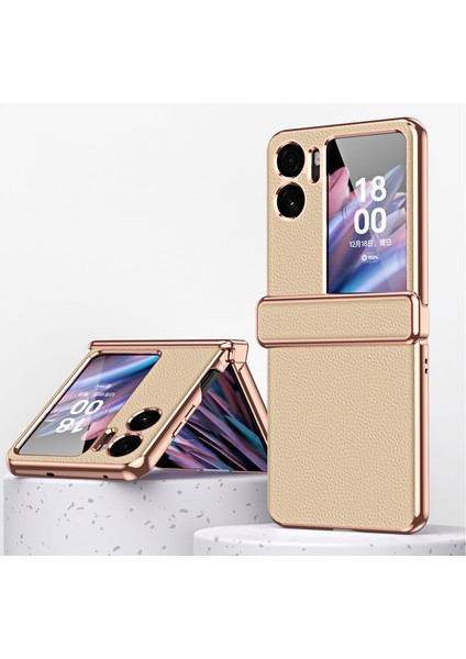 Oppo Find N2 Flip Manyetik Emme Lychee Deseni Elektrokaplama Sınır Kılıfı Cep Telefonu Kılıfı (Yurt Dışından)