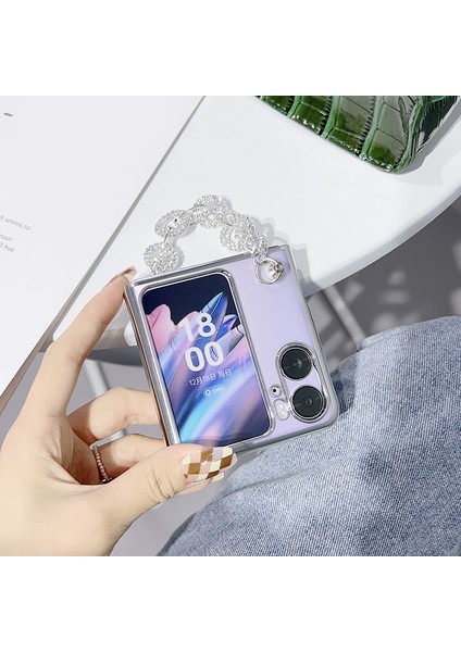 Oppo Find N2 Flip Kaplama Şeffaf Dıy Flaş Delme Bileklik Cep Telefonu Kılıfı (Yurt Dışından)