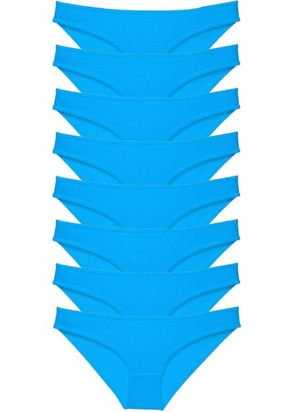 8 adet Süper Eko Set Likralı Kadın Slip Külot Mavi