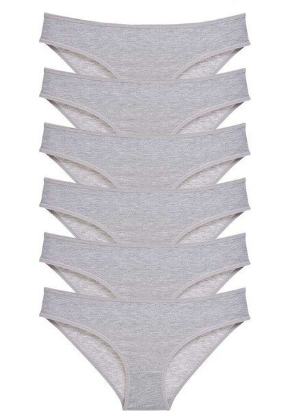 6 adet Süper Eko Set Likralı Kadın Slip Külot Gri