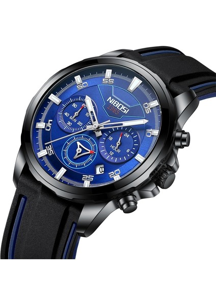 Nıbosı Kronograf Erkek Saatleri Suya Dayanıklı 2536 Siyah (Yurt Dışından)