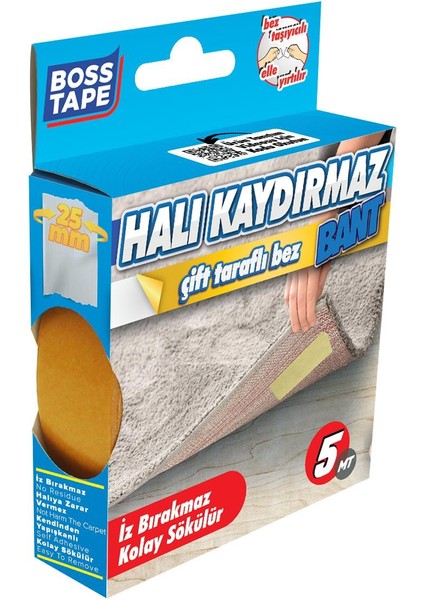 Boss Tape Halı Kilim Kaydırmaz Bant Halı Sabitleme Bandı En:25mm Boy:5mt