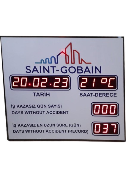Sanec Kablosuz Kumandalı Saatli Dereceli Iş Kazası Tabelası (Kasa: 100X90 Cm)