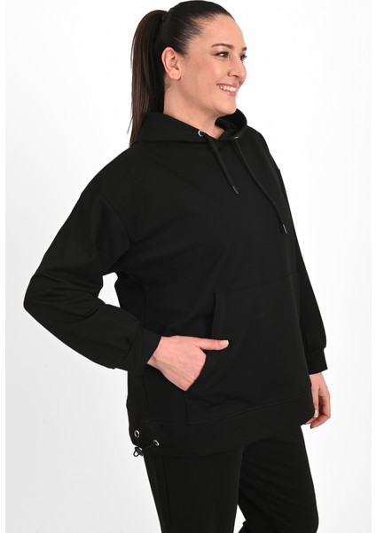 Kadın Kapüşonlu Büyük Beden Eşofman Takımı 3658-2310