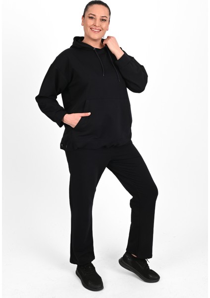 Kadın Kapüşonlu Büyük Beden Eşofman Takımı 3658-2310 indirimleri